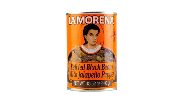 La Morena Refried Black Beans w/Jalapeno 15.52 oz