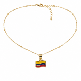 Collar Dorado Bandera Colombia