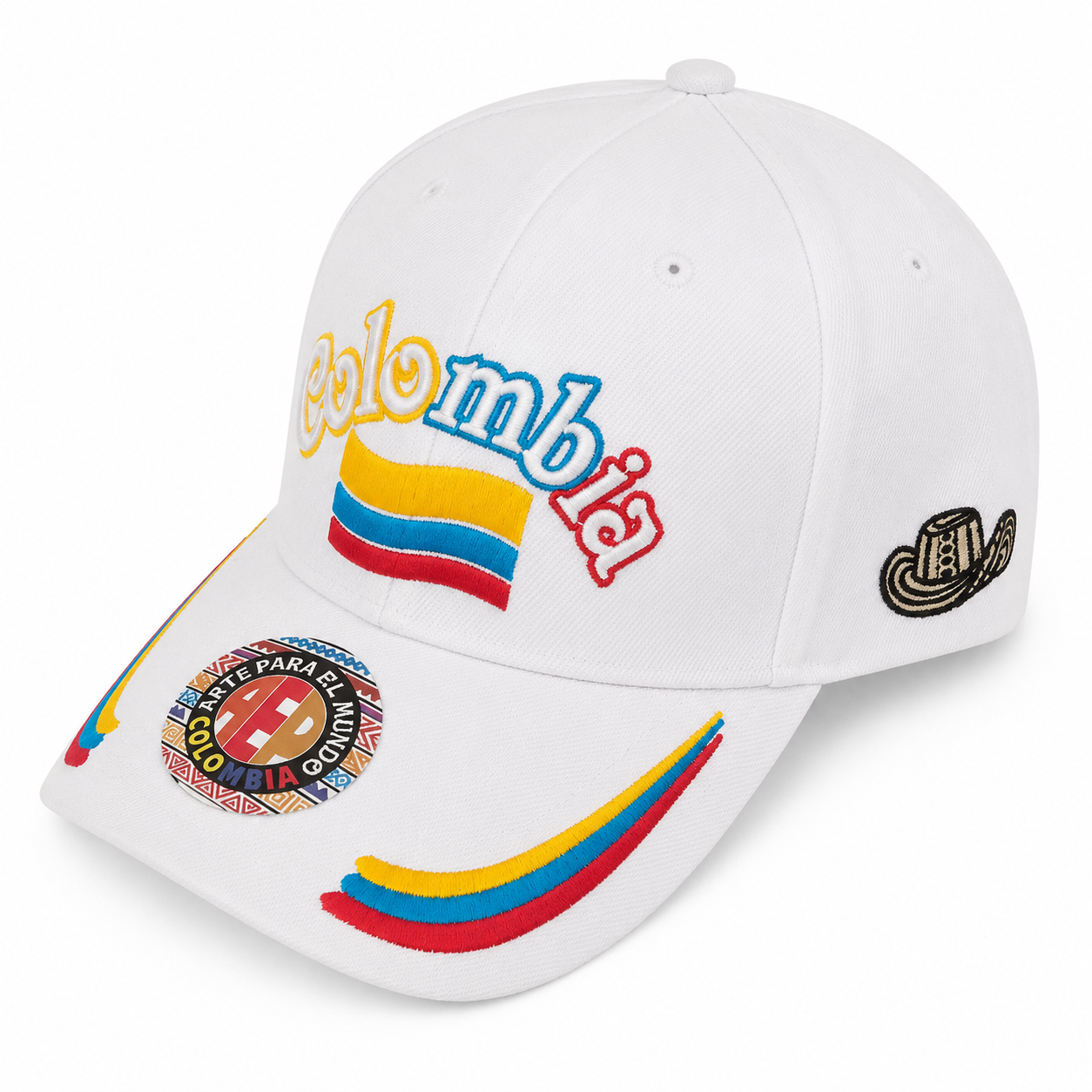 Gorra Blanca Colombia Bordada - Image 3