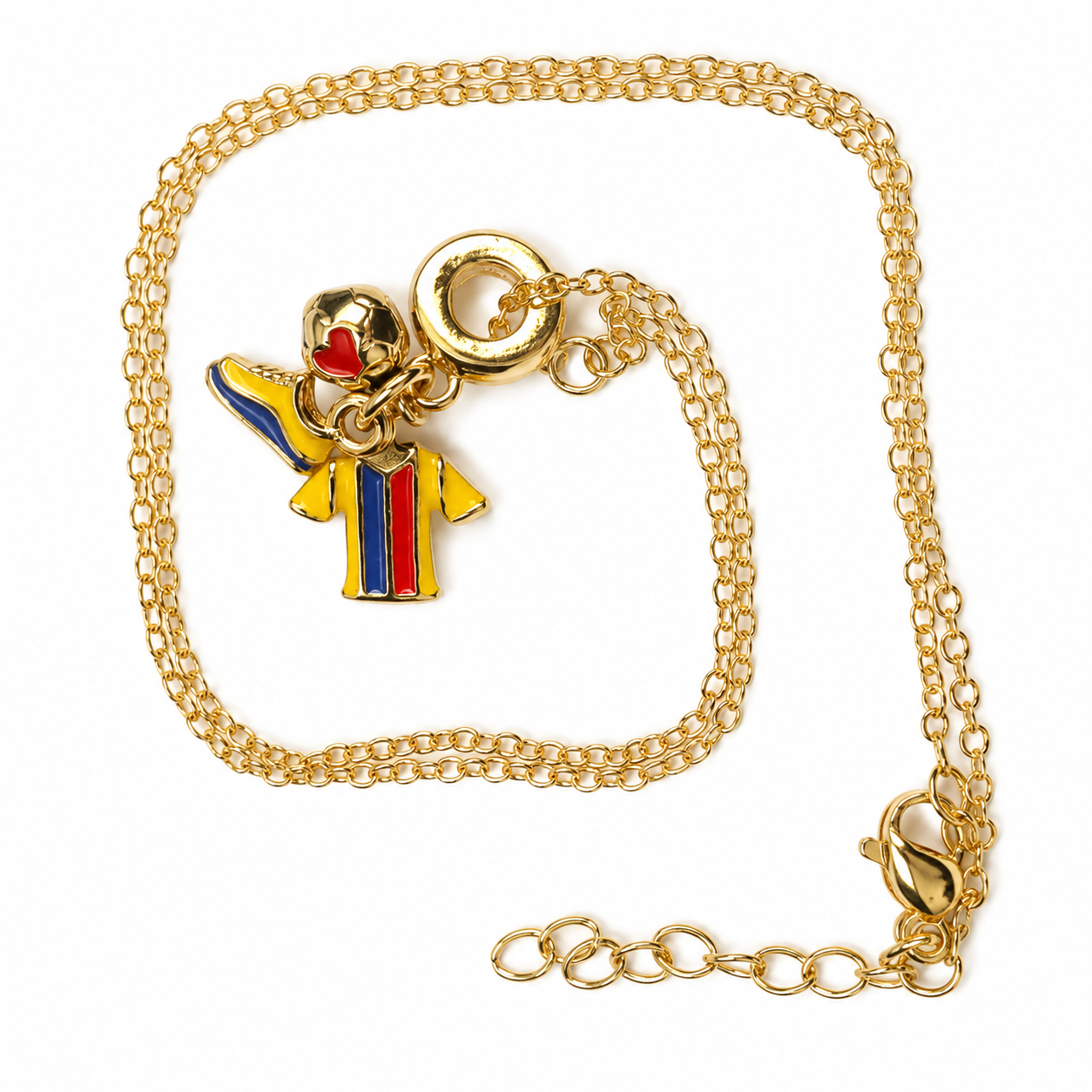 Collar Dorado Charms Colombia Fútbol