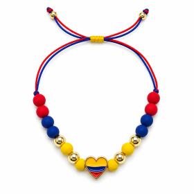 Pulsera Ajustable Colombia Corazón Tricolor