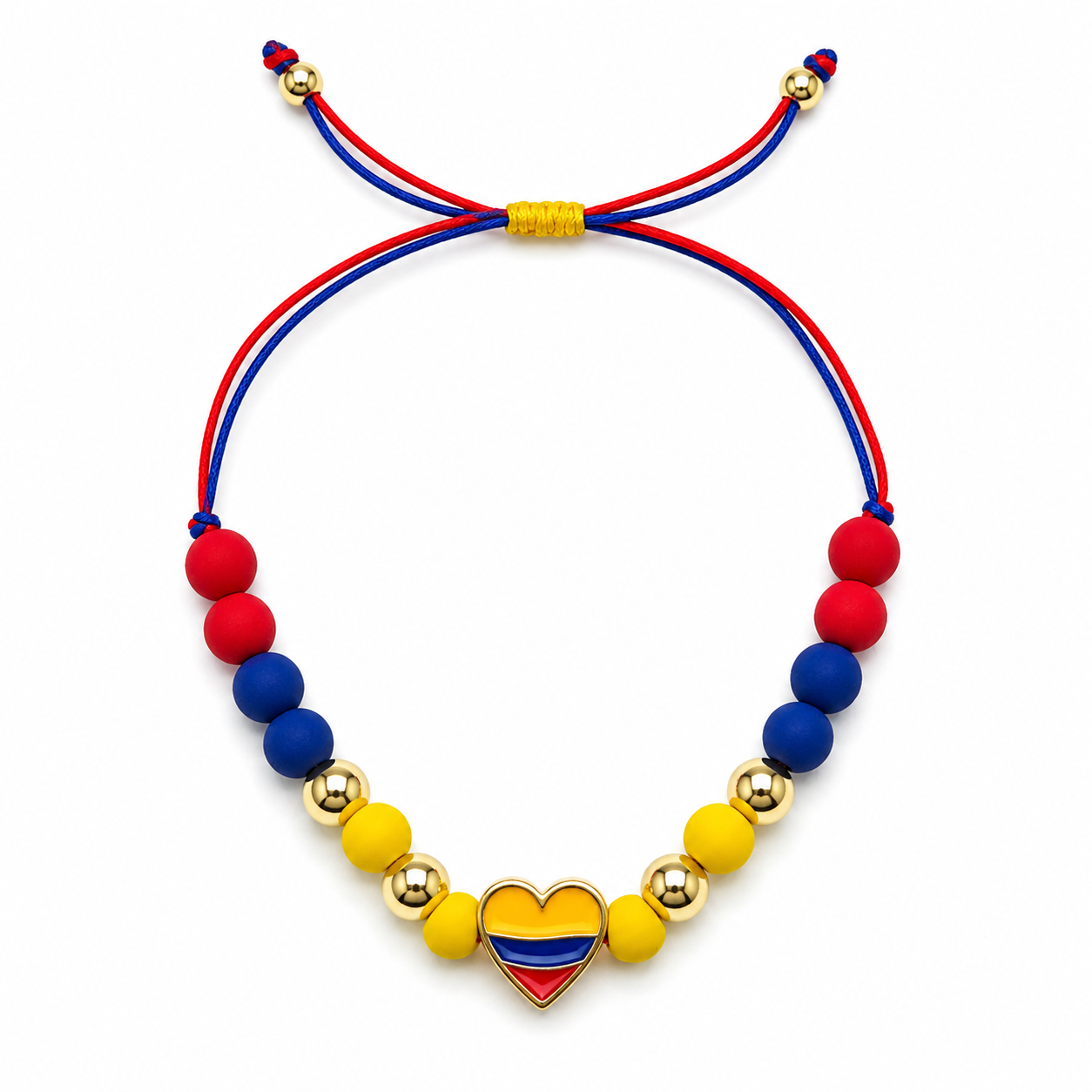 Pulsera Ajustable Colombia Corazón Tricolor