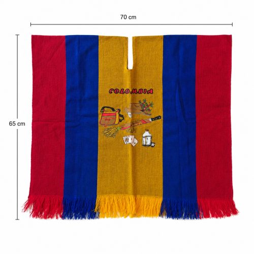 Ruana Colombia Tricolor Tradición Campesina