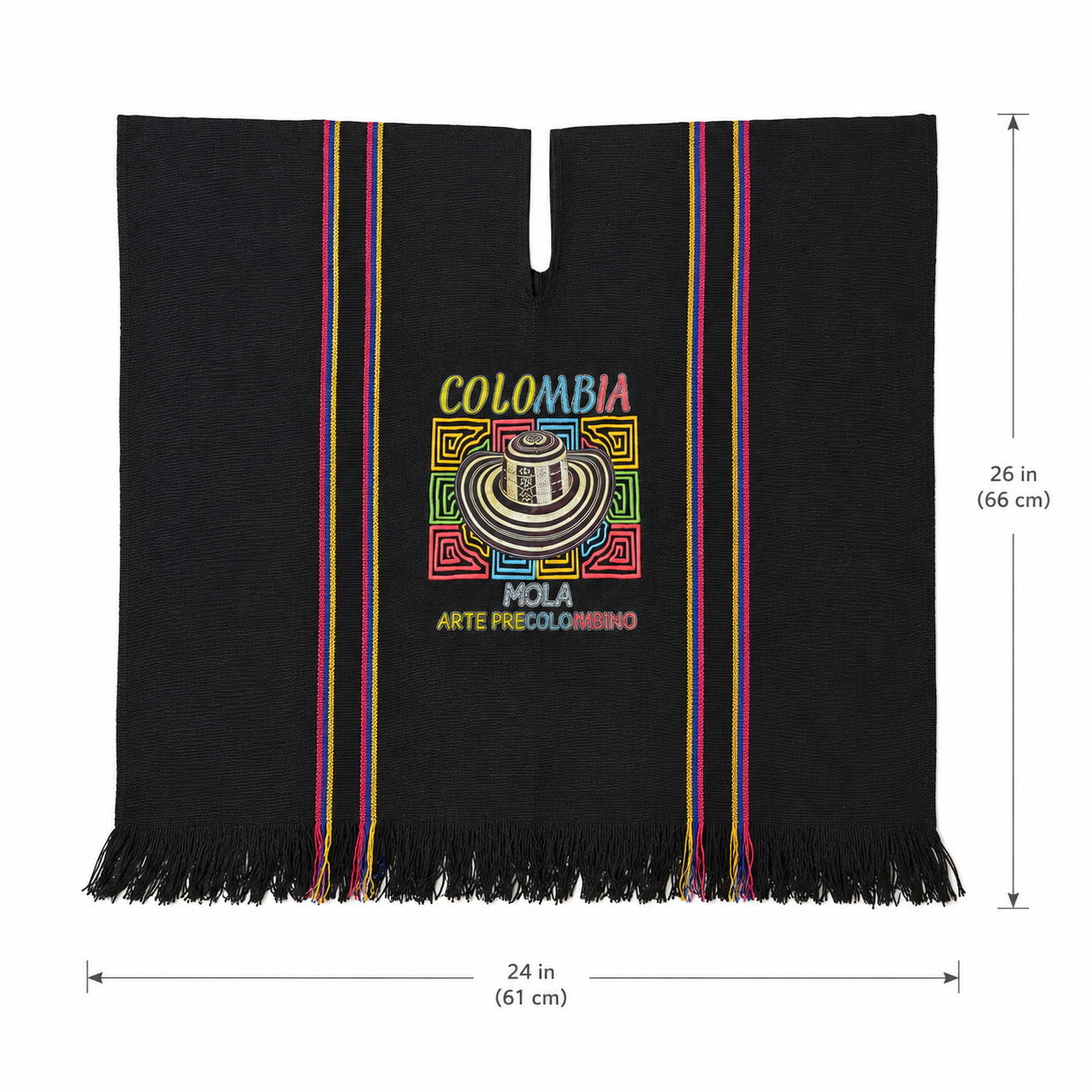 Ruana Negra Colombia Mola Arte Precolombino